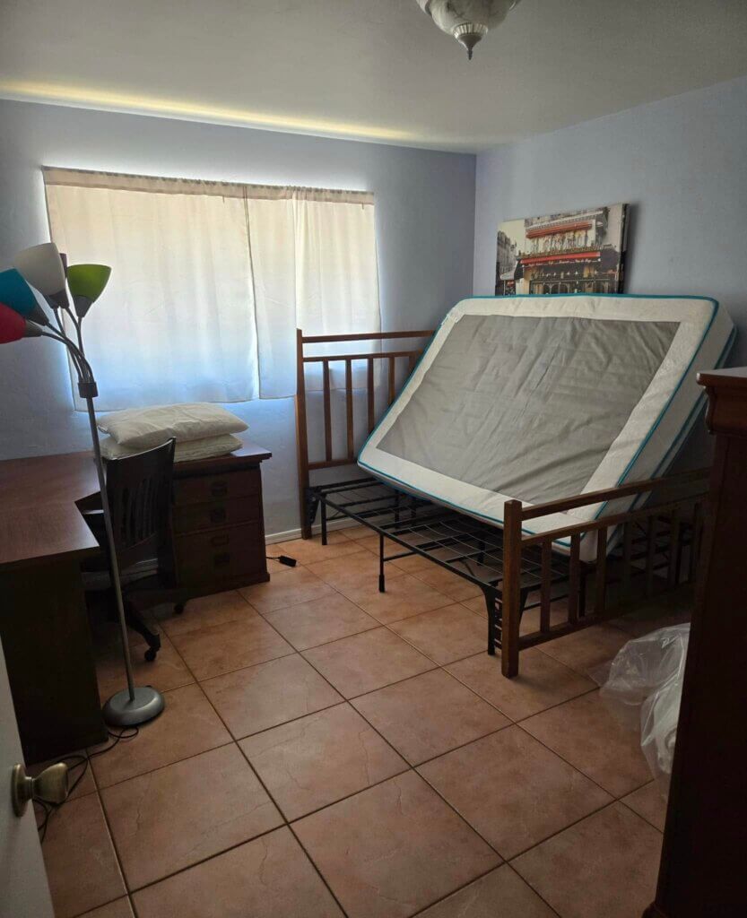 Bedroom prepared for bed bug extermination